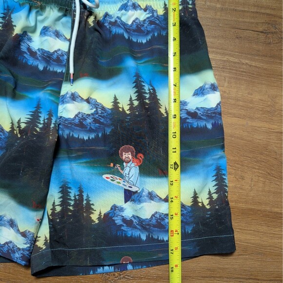 RSVLTS x Bob Ross Limited Edition Forest Print Swim Trunks Shorts Mens Sz Large - Picture 9 of 11